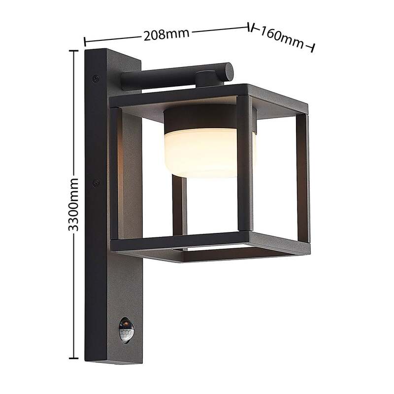 Lucande Außenwandleuchte Timio Downlight mit Bewegungsmelder IP44 dunkelgrau - 4251911735864