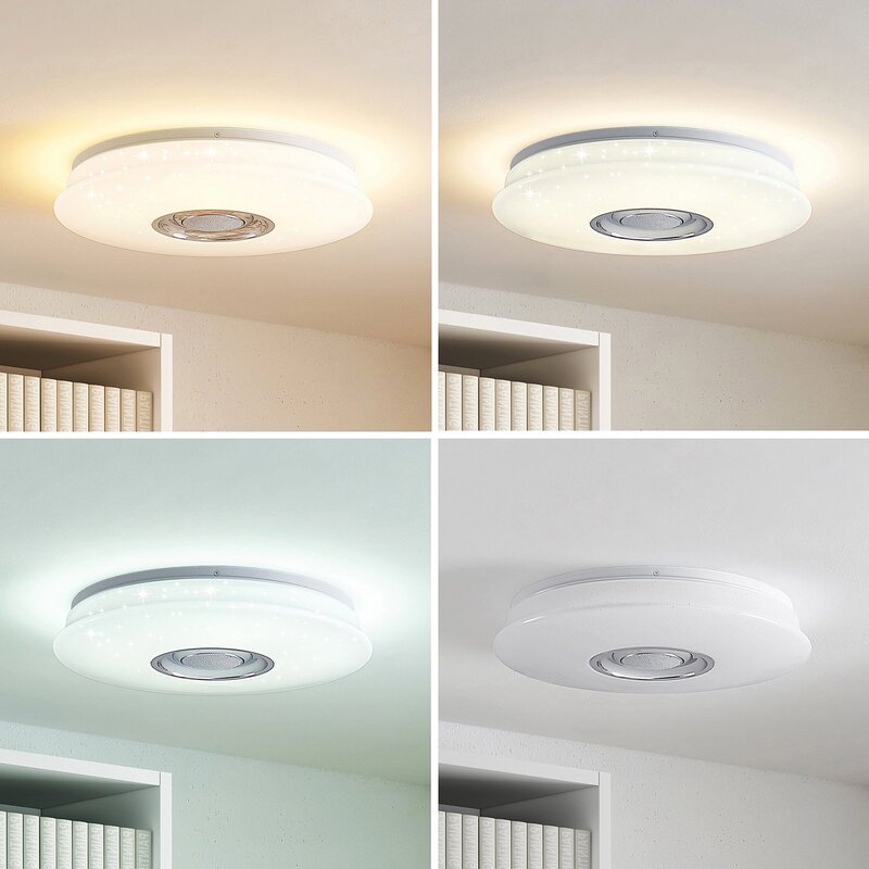 Lindby Deckenleuchte Deckenlampe LED Lampe Speaker opalweiß Fernbedienung RGB600 - 4251096593556