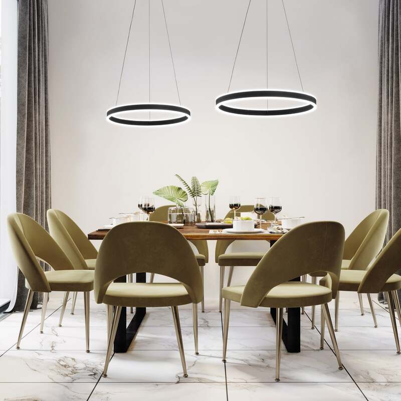 FISCHER & HONSEL Hängeleuchte Sirko LED Pendelleuchte dimmbar schwarz matt Ø60cm - 4003694610483