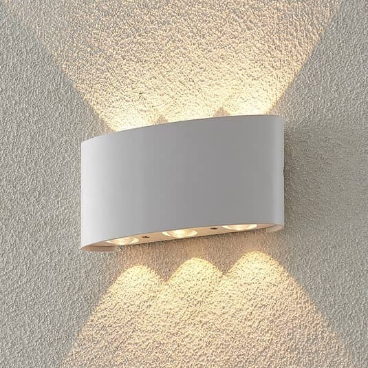 ELC Wandleuchte Außenlampe LED Emirana mattweiß Außenleuchte Lampengehäuse Glas - 4251096590968