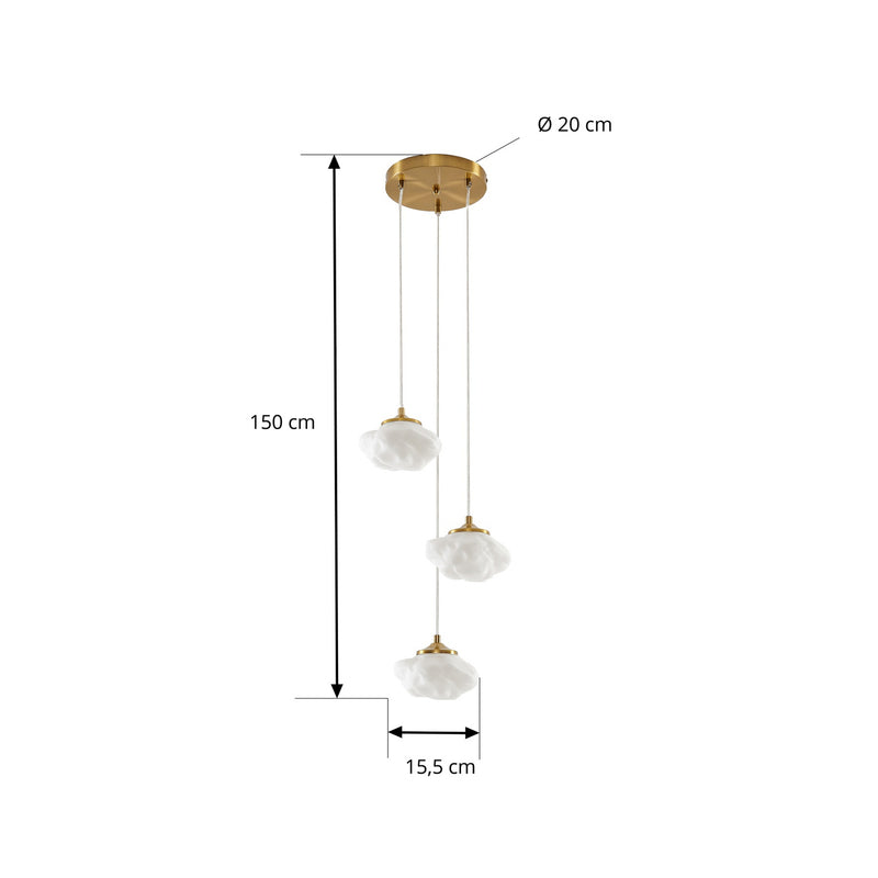 Lindby Hängelampe Hängeleuchte Piatra LED Pendelleuchte dimmbar opal messing - 0000010050329
