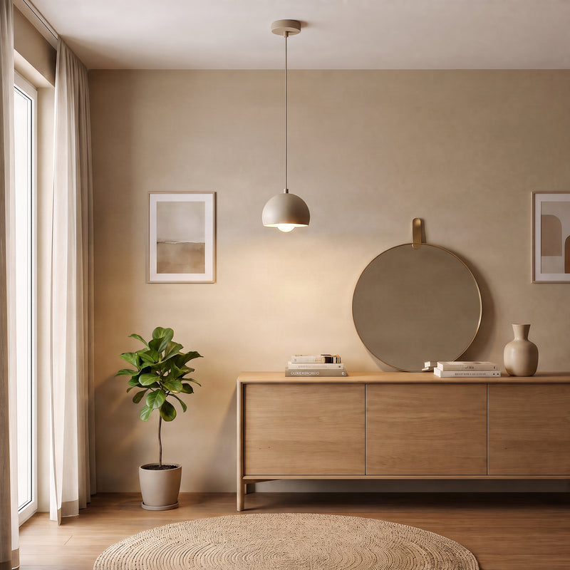 Hängeleuchte Sool LED Pendelleuchte dimmbar beige matt Stahl Ø15cm 1-flammig - 5907565912142