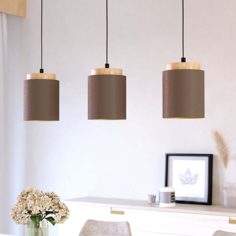 Eglo Hängelampe Hängeleuchte Albariza LED Pendelleuchte dimmbar braun 3-flammig - 9002759994464