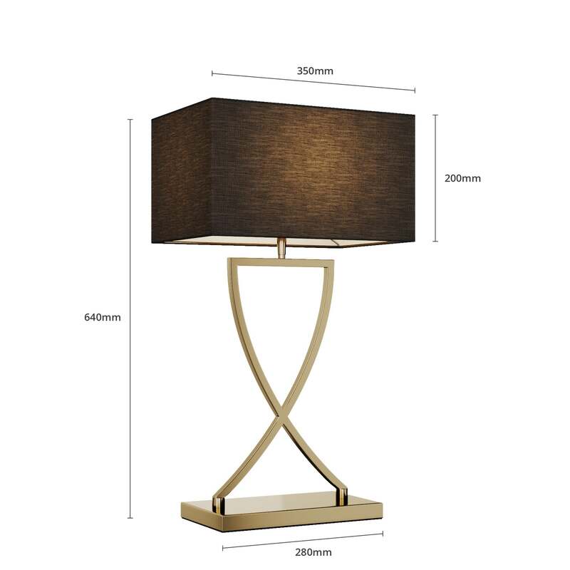 Lucande Tischleuchte Evaine Hängelampe Lampe E27 messing schwarz 66cm 35cm - 4251096566659
