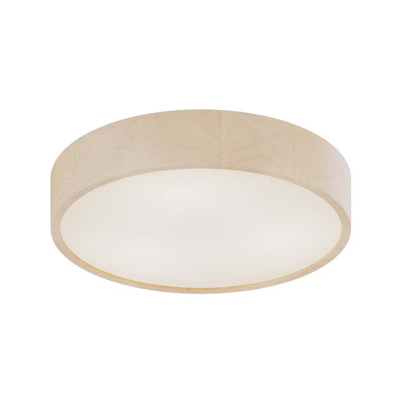 Envostar Deckenlampe Leuchte Kerio LED dimmbar Holz Glas weiß Ø47cm 8cm hoch - 4251911795738
