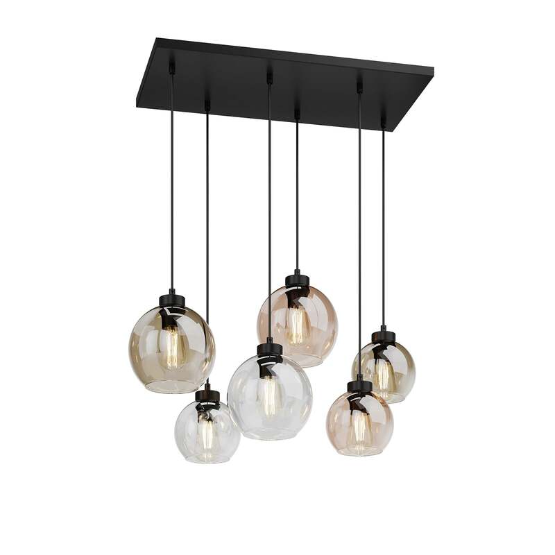 Hängeleuchte Cubus 74cm 6-flg LED Pendelleuchte dimmbar klar honig braun - 5901780521646