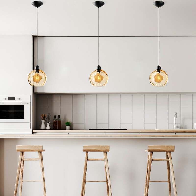 Opviq Pendelleuchte Hängelampe Benek Glas gelb getönt Lampe Beleuchtung - 8684283472055