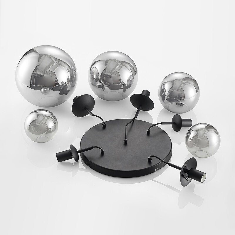 Lindby Hängeleuchte Teeja LED Pendelleuchte dimmbar 5-flg. grau Ø50cm 30cm - 4251911746068
