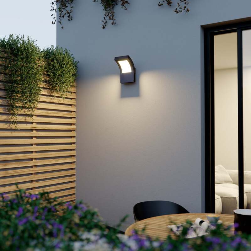 Arcchio Außenwandleuchte Advik Wandleuchte LED IP65 grafitgrau Metall Lampe - 4251096566338