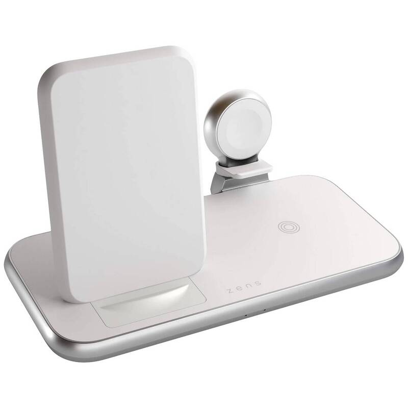 Zens Aluminium Series 4 in 1 Stand Watch 45W Ladegerät Netzteil 2x 10W Qi weiß - 6426013661627