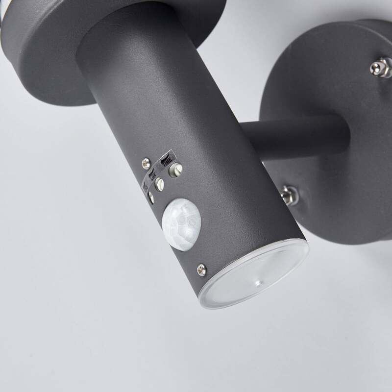 Lindby Außenwandleuchte Djori LED Gartenlampe mit Bewegungsmelder anthrazit IP44 - 4251096528688