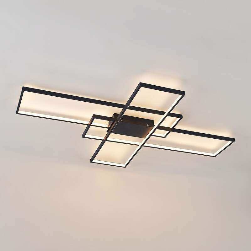 Lindby Deckenleuchte Tetson LED Lampe dimmbar schwarz 3200 Lumen 99x68cm Licht - 4251096587784