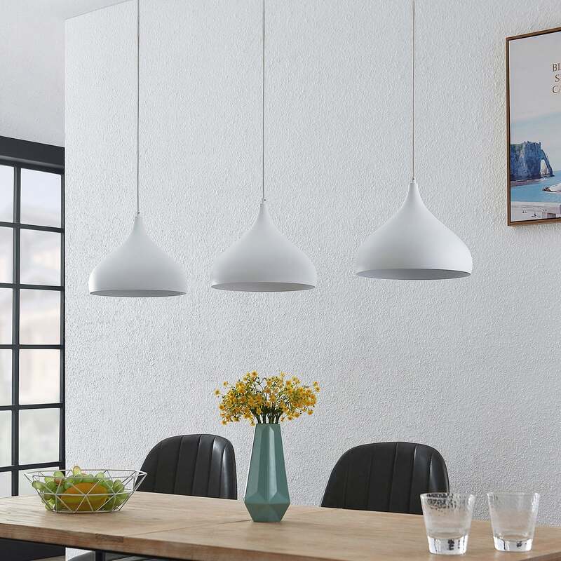 Lindby Pendelleuchte Hängeleuchte Elamira LED Lampe dimmbar weiß 133cm 3-flg - 4251911726596