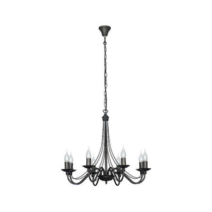 B-Ware Kronleuchter Lampe Rosa Deckenlampe schwarz Metall 8flg Hängelampe Pendelleuchte