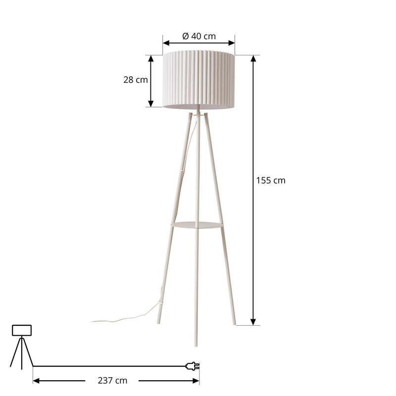 Lindby Stehlampe Libbie LED Leuchte Dreibeinlampe cremefarben 155cm Höhe 40cm - 4255830903687