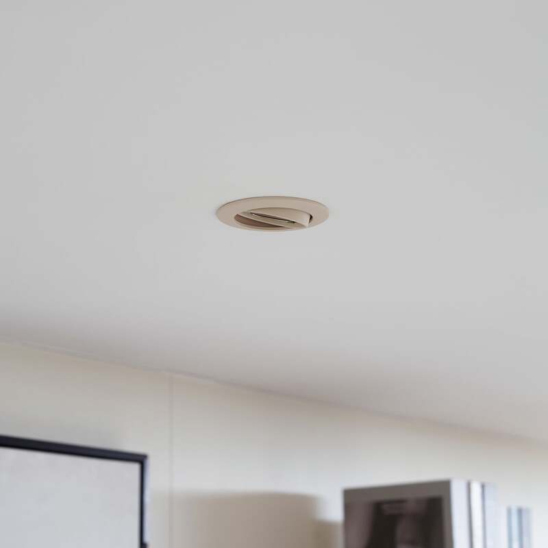 Prios Deckeneinbauleuchte Fibur beige Zink Ø 8,2 cm dimmbar GU10 10 W - 4251911795653