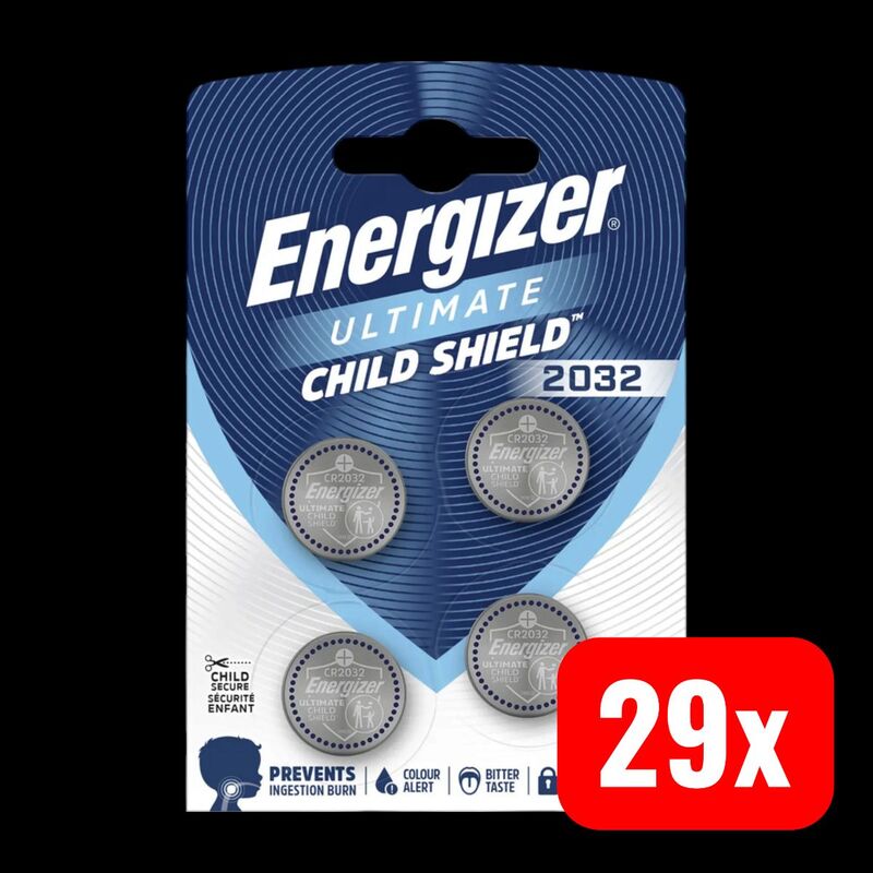 Energizer Knopfzelle CR2032 3V Lithium Batterie Ultimate Child Shield 4 Stück - 7638900452709