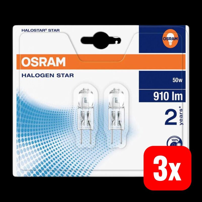 OSRAM Halogenlampe GY6.35 50W dimmbar warmweiß 2er Set 910lm Lebensdauer 2000h - 4008321202161