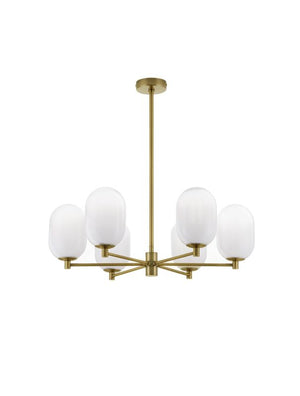 B-Ware Nova Luce Pendelleuchte Hängeleuchte BALOR G9 LED 6-fach Gold dimmbar Ø 65 cm