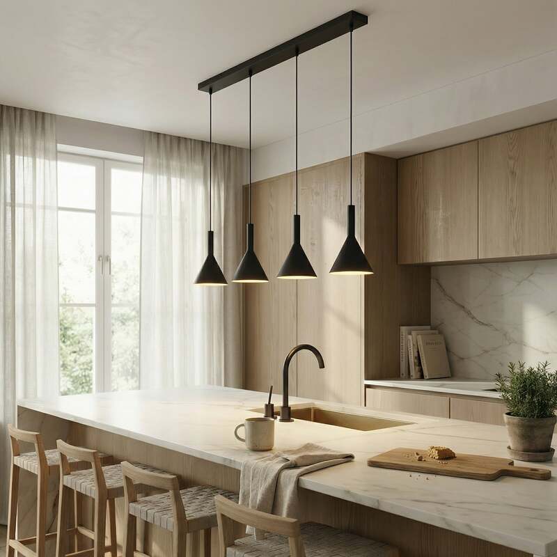 Arcchio Tadej Pendelleuchte Hängeleuchte Lampe Leuchte 4-flammig schwarz weiß - 4251096576306