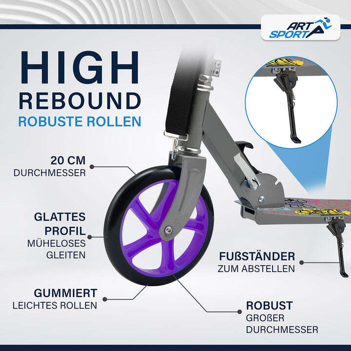 Cityroller Scooter Graffity XXL Räder Hinterradreibungsbremse Fußständer - 4260304765760