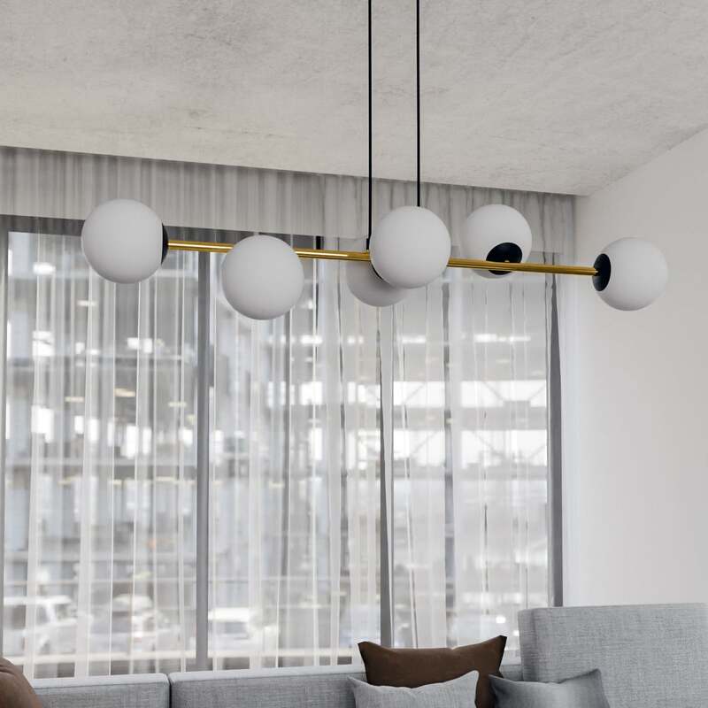 Hängeleuchte Gravity opalweiß gold schwarz Glas E14 Deckenlampe Lampe Leuchte - 5901738926042