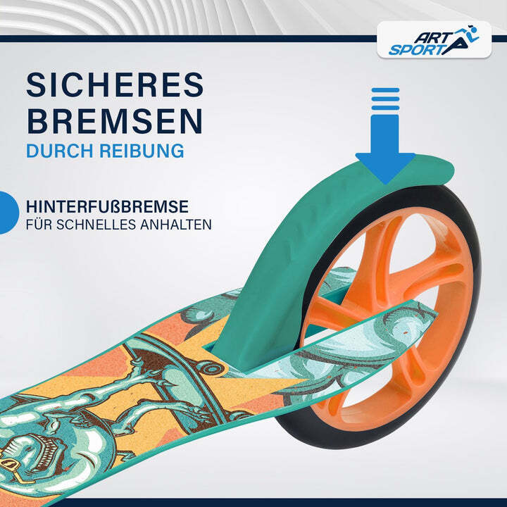 Cityroller Kinder Scooter Dino-Mint mit XXL Rädern und Hinterradbremse grün - 4260304765753