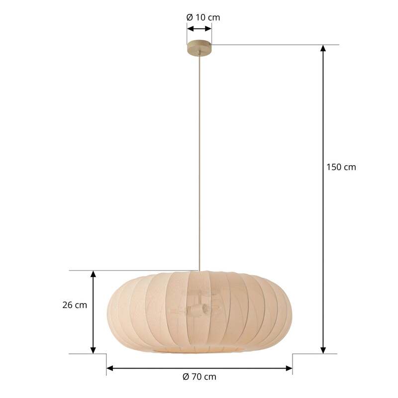 Lindby Hängeleuchte Pendelleuchte Helin Deckenlampe beige Textil 3 x E27 Ø 70 cm - 4255830905117