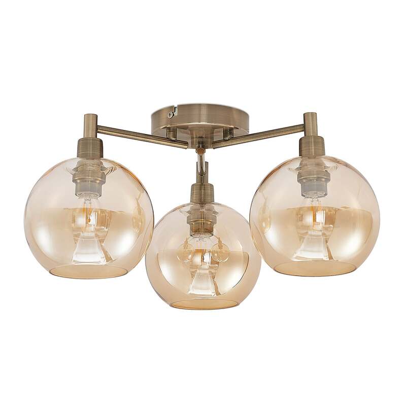 Lindby Jemissa Deckenlampe 3-flammig amber dimmbar 21,5 cm Höhe 46 cm Durchme... - 4251911729627