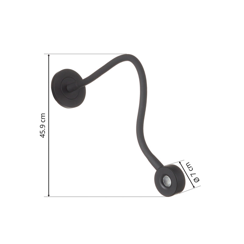 LEDS C4 Wandleuchte Wandlampe Link LED Leselampe schwarz Touchdimmer flexibel - 8435526865284