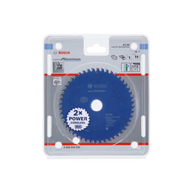 Bosch Kreissägeblatt Expert für Aluminium 136mm 48 Zähne Sägeblatt 20mm 1,6mm - 3165140957687