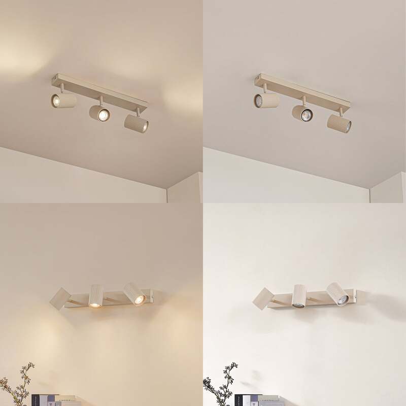 Lindby Deckenspots Kardis LED Strahler 3-flg dimmbar beige 45x6cm Metall GU10 - 4255830903991