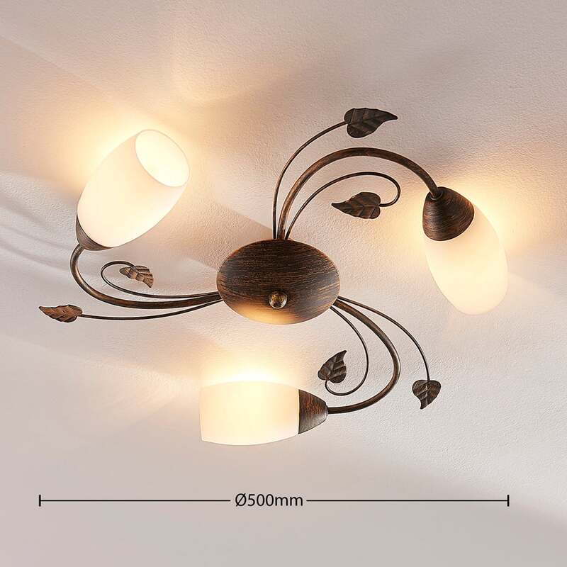 Lindby Deckenleuchte Stefania LED Lampe Leuchte dimmbar schwarz-gold Ø46cm 3-flg - 4251096534894