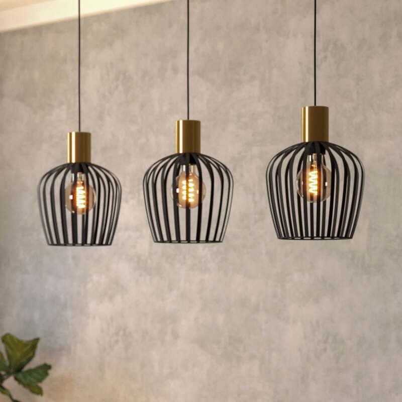 Eglo Hängelampe Hängeleuchte Empoli LED Pendelleuchte dimmbar schwarz messing - 9008606299898