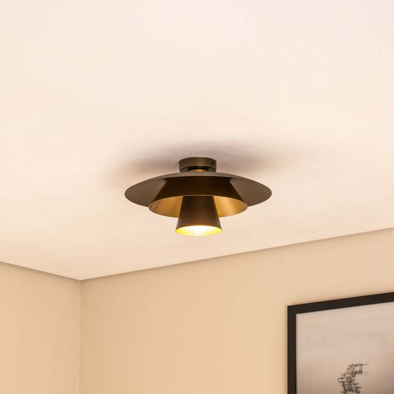 Deckenleuchte Plato LED Lampe Leuchte dimmbar titan goldfarben Ø38cm 20cm hoch - 5907565944990