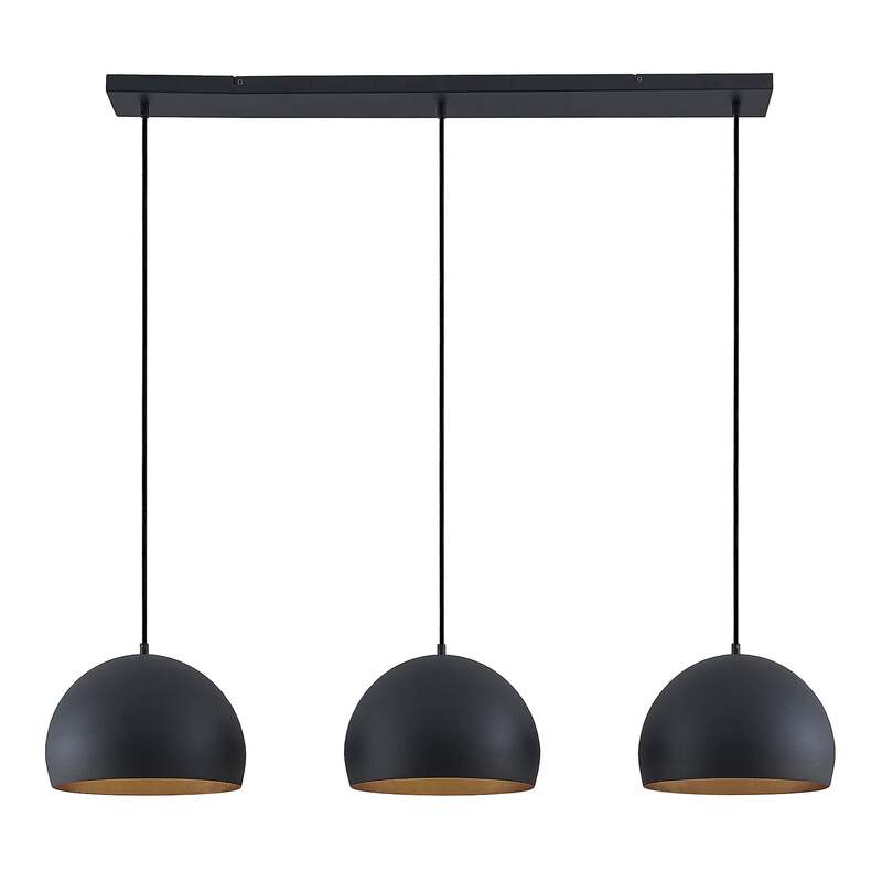Lindby Pendelleuchte Hängeleuchte Tarjei LED Lampe 3-flammig schwarz-gold 120cm - 4251911703306