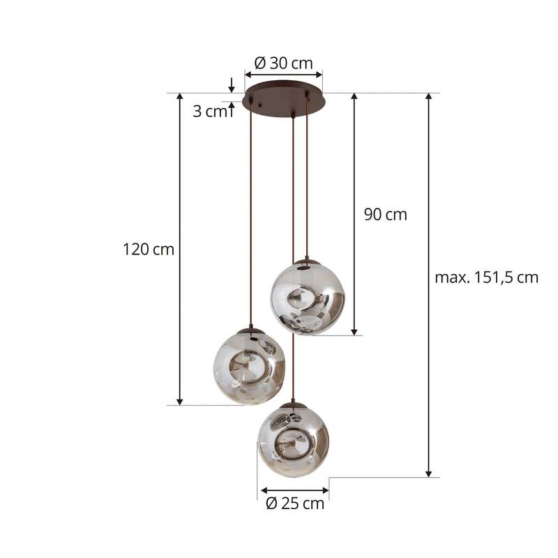 Lindby Hängeleuchte Pendelleuchte Valentina LED Lampe dimmbar grau Ø49cm 150cm - 4251911774719
