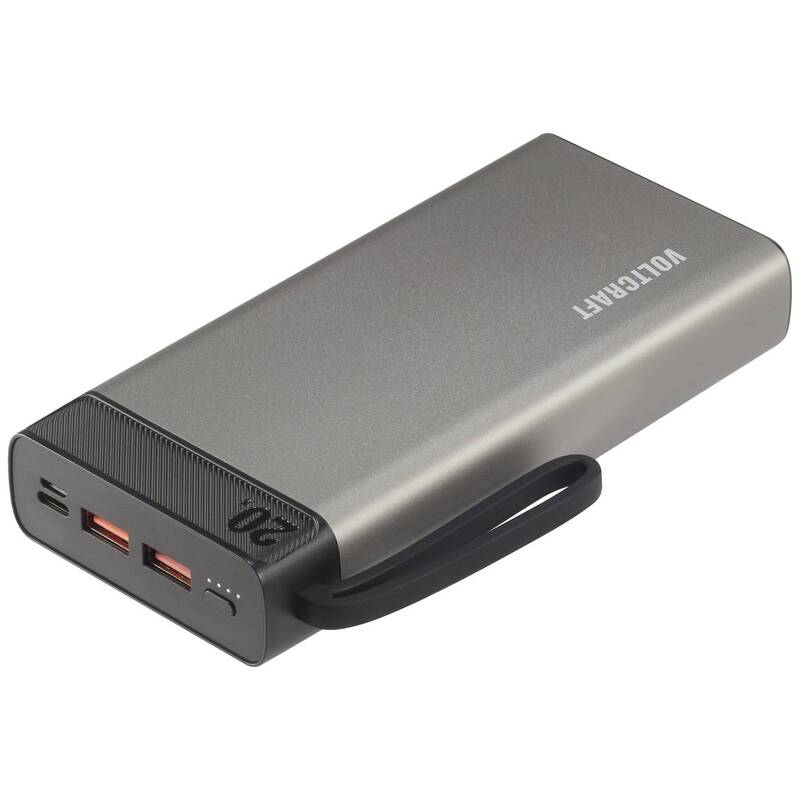 VOLTCRAFT Powerbank 20.000mAh Akku Ladegerät Zusatzakku tragbar USB-C schwarz - 4064161219240