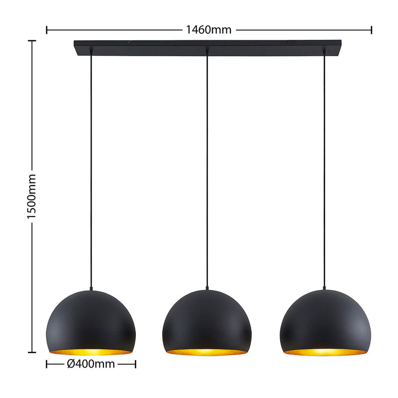 Lindby Pendellampe Hängeleuchte Tarjei LED Lampe dimmbar schwarz-gold 146cm - 4251911703320