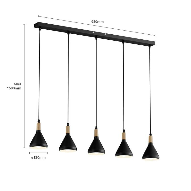 Lindby LED-Pendelleuchte Arina Hängeleuchte Deckenlampe Lampe Schwarz 5-flammig - 4251096547030