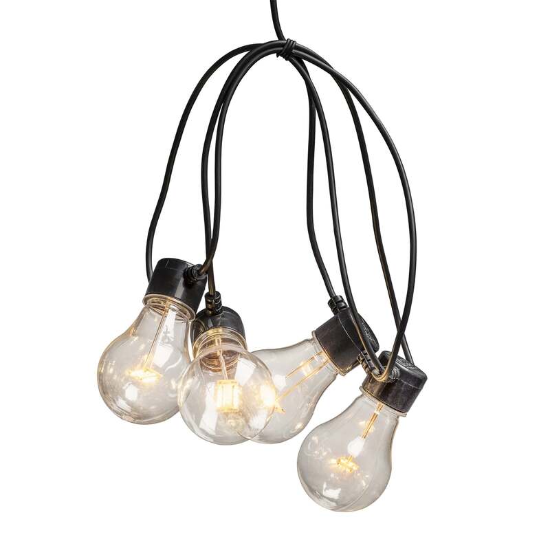 Konstsmide Lichterkette Garten 20x Birne warmweiß dimmbar schwarz 950cm IP44 - 7318302379803