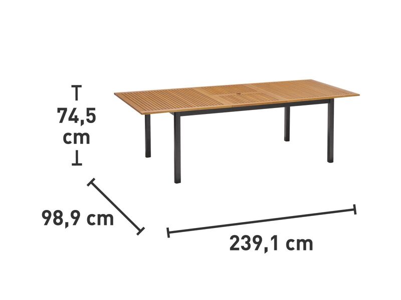 Gartentisch Terrassentisch Ausziehbar FSC-Holz Braun 180-240cm x 100cm - 4007873339608
