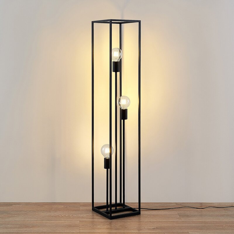 Lindby Krisha Stehlampe Stehleuchte Standlampe Leuchte schwarz Stahl 3-flammig - 4251096598414