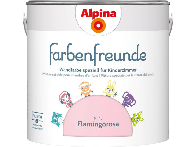 Alpina Farbenfreunde Wandfarbe Dispersionsfarbe Flamingorosa seidenmatt 2,5 L - 4001244772988