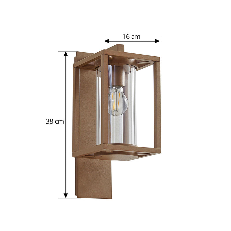 Lucande Außenwandleuchte Ferda hängend braun IP44 Aluminium Glas 16x38cm - 4251911795707