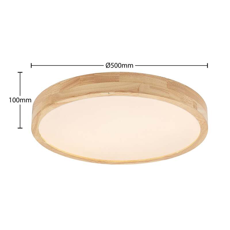 Lindby Deckenleuchte Deckenlampe LED Holz Remote CCT dimmbar Lanira weiß rund - 4251911741568