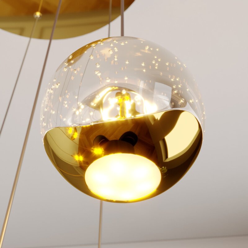 Lucande Pendelleuchte Hängelampe LED Hayley Gold Glas Leuchte Lampe Beleuchtung - 4251096583427