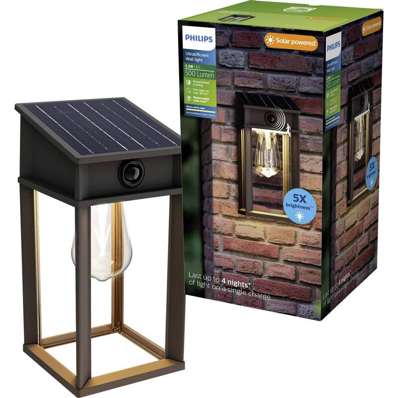 Philips Solar-Außenwandleuchte Geri mit Bewegungsmelder LED 3.2 W Schwarz - 8720169361829