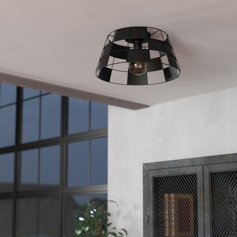 EGLO Deckenleuchte Designerleuchte Pontefract dimmbar schwarz Ø42cm Stahl - 9002759438913