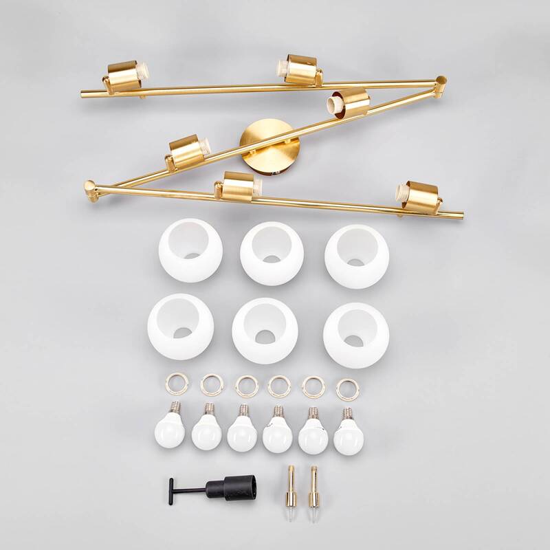 Lindby Deckenleuchte Deckenlampe Elaina messing Glas E14 Opalglas 6 flammig736 - 6291106553338